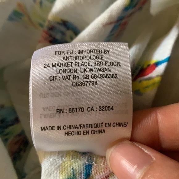 Meadow Rue by Anthropologie White Rainbow Pajaro Bird Print Tee Shirt Small NWOT - Picture 16 of 16